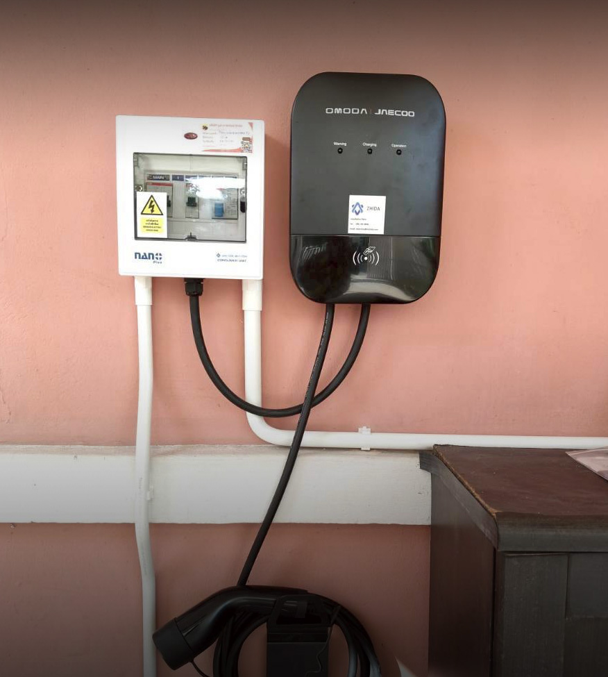 ผลงานงานติดตั้งเครื่องชาร์จรถไฟฟ้าที่บ้าน รถ JAECOD - Moose Master รับติดตั้ง Wall Charger กรุงเทพ