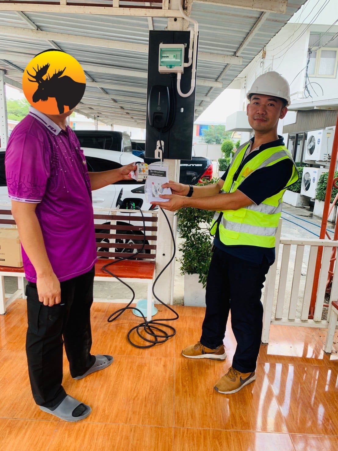 ติดตั้งที่ชาร์จรถ EV กฟผ จ.สระบุรี - Moose Master รับติดตั้ง Wall Charger/EV Charger